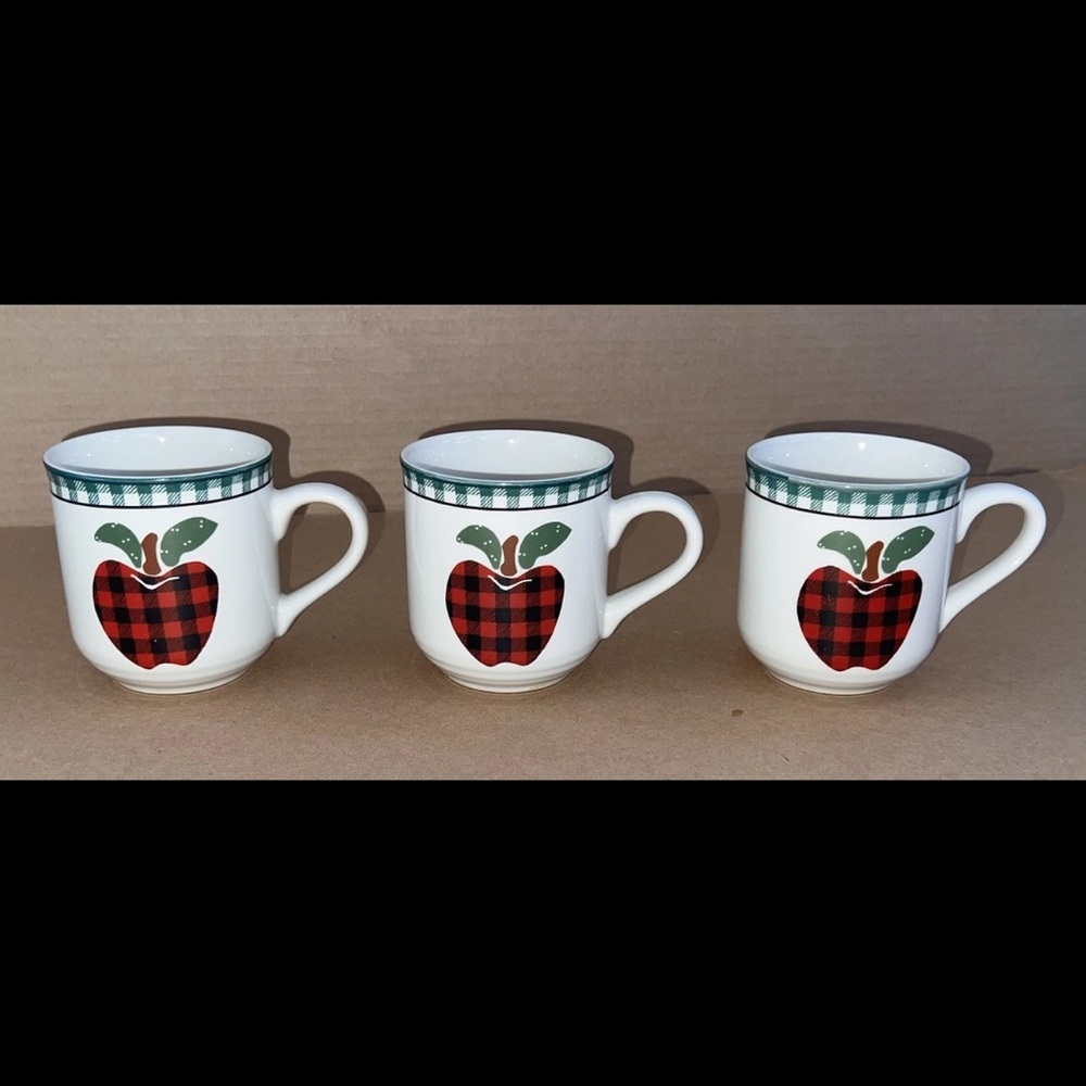 International China Applejack Stoneware Coffee Mugs Set of 3.